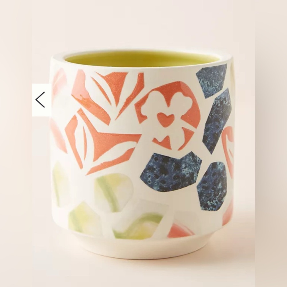 Anthropologie Planter Pot Andrea Terrazzo-Inspired Handcrafted Stoneware 5x5”
